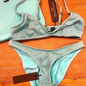Triangl set - top and bottoms plus pouch. Maia - Vena (aqua sparkle) NWT
